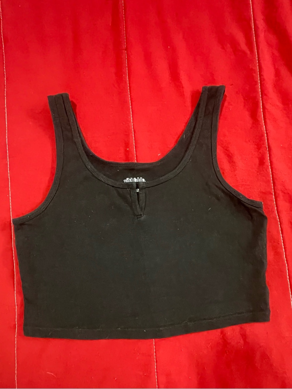 wild fable Black Cropped Tank with Scoop Neck and Front Notch
